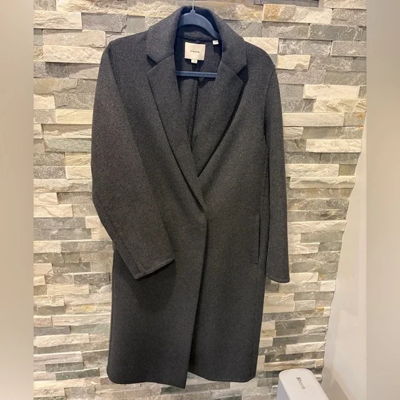 Vince Classic Wool Blend Straight Coat - Charcoal - Small - Picture 5 of 12